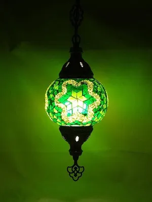Zdjęcie produktu dla Lampa wisząca Oosterse Mozaïek (lampa turecka) Ø 12 cm, wykonana ręcznie, 40 W, mosiądz, długość 80 cm