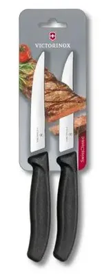 Produktbild von Victorinox Swiss Classic Steakmesser – 2 Stück – Gerade Klinge 12 cm – Schwarz