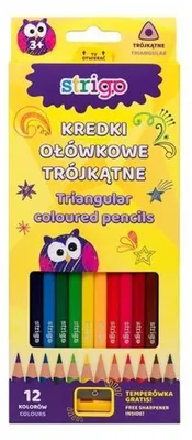 Produktbild von Dreieckige Bleistifte 12 Stück + Strigo SSC110 Spitzer
