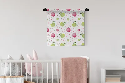 Produktbild von MuchoWow® Wandteppich Wandbehang Apfel - Granatapfel - Aquarell - Schablonen 60x60 cm Tapisserie Dekoration Wandtuch - Dekorationen - Wand Decke