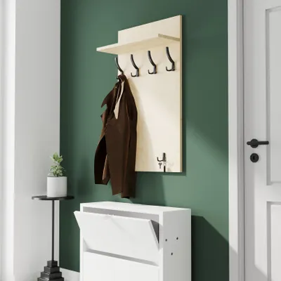 Produktbild von AKKE Ahorn Garderobenpaneel MAXI - SCHWARZE haken BxH: 60x120 cm