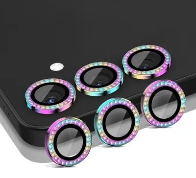 Produktbild von Kamera Linsenschutz Glas Set mit Schmucksteinen für Samsung Galaxy S25 Schutzglas Camera Linse Schutz Panzerfolie 9H Regenbogenfarben