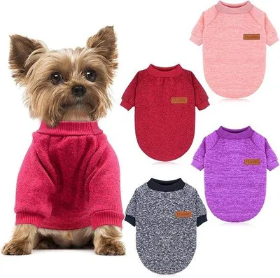 Image de Petits pulls pour chiens, doux et chauds, lot de 4, pour petits animaux
