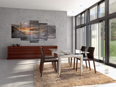 Produktbild von Akustikbild Natur 200x100 cm Bilder Akustikschaum Hochleistungsschallabsorber Schallschutz Leinwand 5 tlg Wandbild Raumakustik Schalldämmung 030112-11