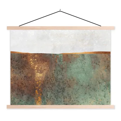 Produktbild von MuchoWow® Textilposter Abstrakt - Luxus - Gold 60x45 cm mit holzfarbenen Rahmen - Bild