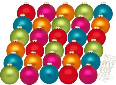 Produktbild von Weihnachtskugeln Mille Fiori 30 Stk 6cm + Haken