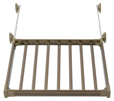 A product shot of a retractable clothes hanger.