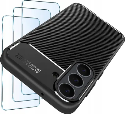 Zdjęcie produktu dla ZESTAW Etui do Samsung S25 FE Pancerne Carbon CASE + 3 SZTUKI SZKŁO