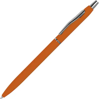 Produktbild von Schlanker Metall-Kugelschreiber / gummiert / Farbe: orange