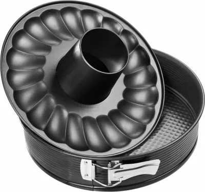 Obrázok produktu pre Zenker Black Metallic Forma na pečenie s plochým a rúrkovým dnom, Forma na pečenie, Forma na pečenie, Forma na tortu, Oceľový plech s nepriľnavým povrchom / nepriľnavý klasický, čierna, Ø 24 cm, 6507