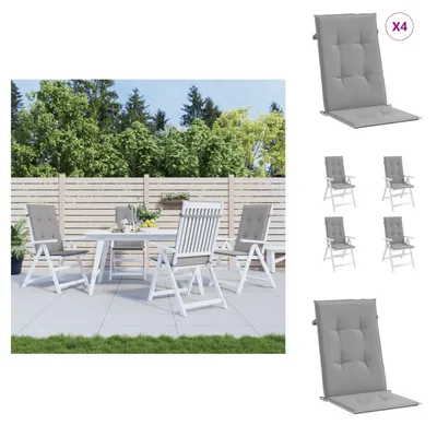 Image de vidaXL Coussin pour chaise de jardin à haut dossier 4 pcs. Gris 120x50x3cm Tissu - Coussin d'assise