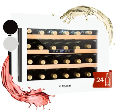 Produktbild von Klarstein Weinkühlschrank, 1 Zonen Getränkekühlschrank, Kleiner Einbau-Weinschrank Schmal, 57L Wein-Kühlschrank mit Glastür, Indoor/Outdoor Flaschenkühlschrank, Wine Fridge 5-22°C, 24 Flaschen