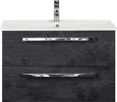 Produktbild von Sanox Badmöbel-Set Seville BxHxT 81 x 52 x 46 cm Frontfarbe black oak mit Waschtisch Keramik weiß Griff chrom 81708149