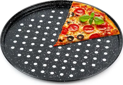 Produktbild von Vilde | Pizzablech Rund 28 cm - Granit - Perforiert - Ideal für knusprige Pizza - Hochwertiger Stahl