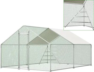 Obrázek produktu pro Kovová voliéra 3 x 4 m s integrovanou prolézačkou, střechou a bezpečnostním zámkem – povětrnostním vlivům odolný kurník s obrovským výběhem pro malá zvířata