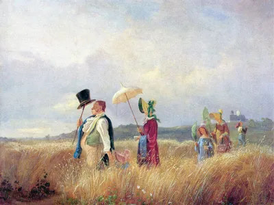 Produktbild von Carl Spitzweg Kunstdruck Bild - Der Sonntagsspaziergang (60 x 80 cm)