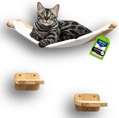 Image de Grand mur d'escalade pour chats en bois, 3 pièces