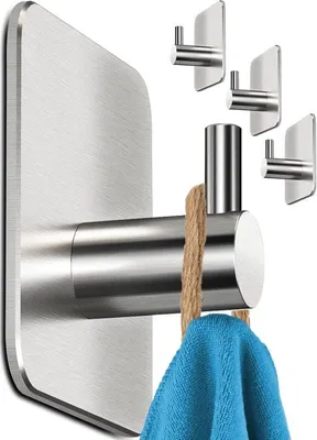 Produktbild von Famanu Handtuchhaken Set – 4 rostfreie, selbstklebende Haken für Bad und Küche
