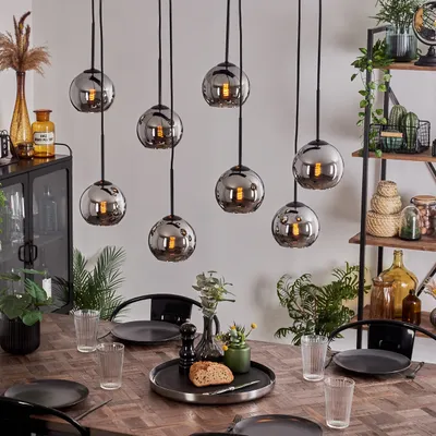 Produktbild von Cesaro Hängelampe aus Metall/Glas in Schwarz/Chromfarben