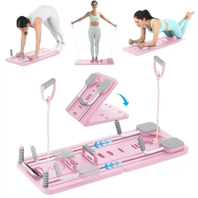 Produktbild von Kehot Klappbares Pilates Board mit Timer, Widerstandsbändern, Push-Up-Griffen & Yogapad, multifunktionales Trainingsboard für Zuhause