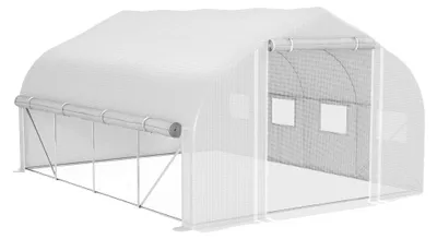Image de Serre tunnel, polyéthylène imperméable, 4 m x 3 m x 2 m, 8 fenêtres, porte en filet, protection UV