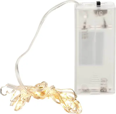 Produktbild von Cepewa LED Lichterkette Batterie Draht 10 Micro LEDs warmweiß 0,9m silber Batterie Innen
