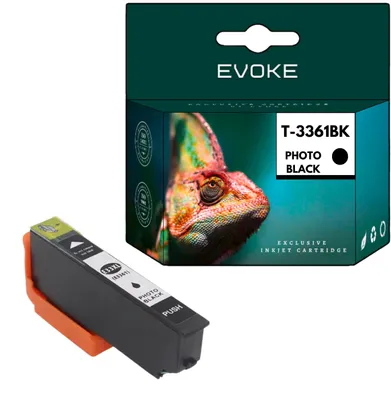 Productafbeelding van Evoke compatibele inkt voor Epson 33XL T3361, fotozwart, 13 ml, geschikt voor 640 pagina's, voor de modellen Expression Premium XP-530, 540, 630, 635, 640, 645, 830, 900, 7100