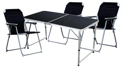 Image de set de meubles de camping 4 pièces Black Alu 120x60x58/70cm noir