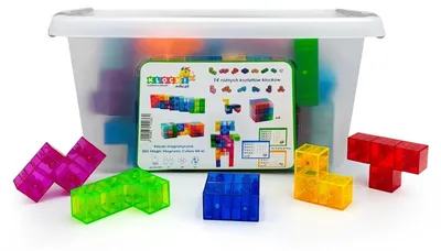 Zdjęcie produktu dla Magnetyczne klocki BIG Magic Cubes – 68 elementów (2–6 cm, przezroczyste kostki, konstrukcje 2D/3D, instrukcja z 24 stronami) – od 3 lat, certyfikaty CE i EN71