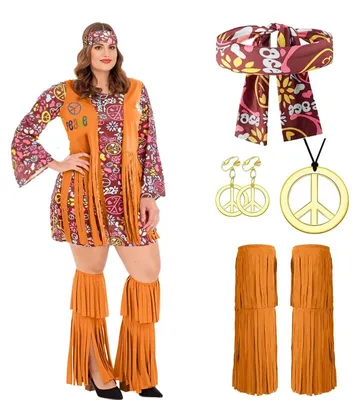Image de Ensemble costume hippie pour femmes, avec accessoires