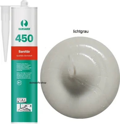 Produktbild von Ramsauer 450 Sanitär 1K Silikon Dichtstoff 310ml Kartusche lichtgrau