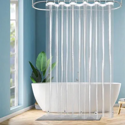 Produktbild von Famanu Duschvorhang Extra lang 180 x 220 cm – Wasserabweisend mit 5 Magneten + 12 Ringen