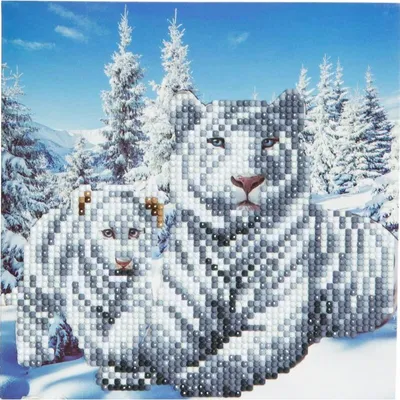 Image de Crystal Art tigre blanc 18x18cm