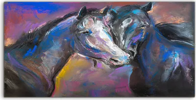 Produktbild von Coloray - Glasbild - 120x60 cm - Wandbild - Glasbilder - Pastellfarbenes Porträt von Pferden