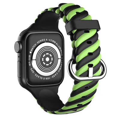 Produktbild von Strap-It Apple Watch Ultra Twisted Silikonarmband (Schwarz/Gelb)