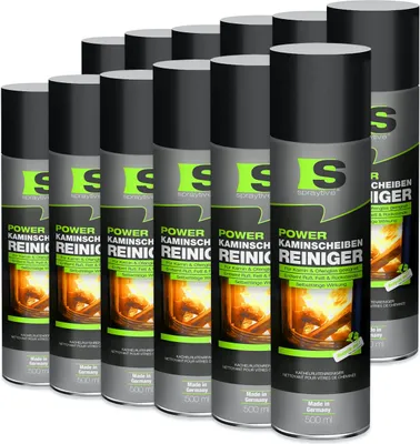 Produktbild von Spraytive 12x 500ml Power-Kaminscheibenreiniger – Aktivschaum für Kamin - & Ofenglas, entfernt Ruß & Fett