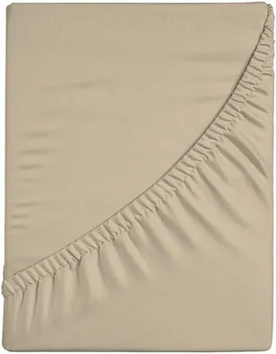 Imagen del producto de Sábana bajera 100% algodón, color taupe, 180x200 cm, para cama de matrimonio