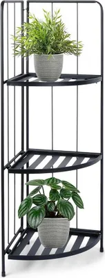 Produktbild von Koopman klappbarer Eckblumenständer, Metall, 42x30x90 cm, schwarz