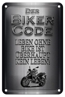 Produktbild von Blechschild Motorrad 12x18cm Biker Code leben ohne kein Leben