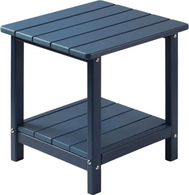 Produktbild von Outdoor Side Table, 450W x 380D x 440H mm, Double Layer HDPE Outside End Table for Easy Maintenance, Withstand Harsh Weather, Fit for Patio, Pool, Beach, Porch, Indoor, Backyard, Blue