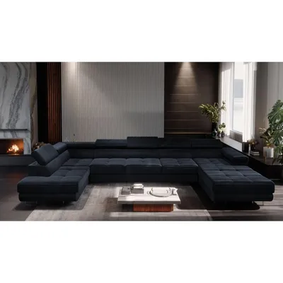 Produktbild von MUFFO Ecksofa U-Form Links WILD MAXI U mit Schlaffunktion 125x318 Velours Dunkelgrau