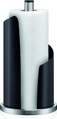 Image de Porte-rouleau de papier essuie-tout Ø 15 cm en acier inoxydable noir - Porte-rouleau de papier essuie-tout avec base métallique