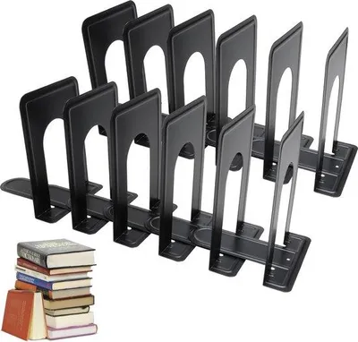 Produktbild von Famanu Bücherstützen 12 cm, Metall, schwarz - 6 Paar