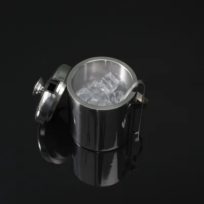 Produktbild von Eisbehälter aus Metall mit Deckel und Zange, 1,3 l