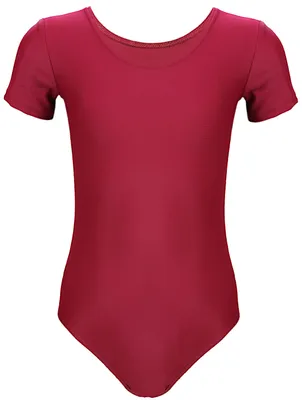 Produktbild von Aquarti Mädchen Gymnastikanzug Kurzarm Ballett Trikot, Farbe: Burgund, Größe: 146