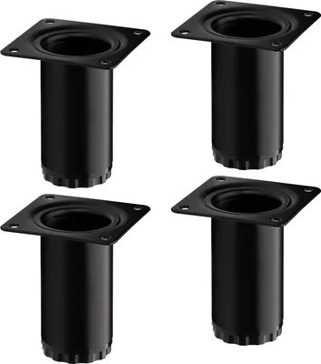 Produktbild von 4 Stück Möbelfüße BRAVO Höhe 80 mm (+ 10 mm) Ø 40 mm schwarz matt höhenverstellbare Schrankfüße aus Stahl belastbar bis 50 kg pro Möbelbein SOTECH