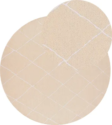 Produktbild von BELIANI Outdoorteppich Beige 160 cm Rund Geometrisches Muster Modern Indoor Outdoor Terrasse Balkon Garten