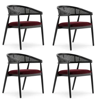 Image de Ensemble de chaises rouges, revêtues de tissu, en acier inoxydable, design moderne, pour salle à manger, rembourrées