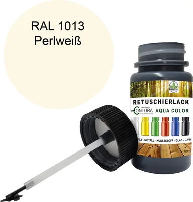 Produktbild von Reparaturlack Lackstift RAL Lack Pinselflasche 50ml. Farbe Holz Metall Möbel Auto Bad Retuschierlack - RAL 1013 Perlweiß