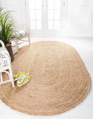 Produktbild von Handgewebter Jute-Teppich, oval, 60 x 90 cm
